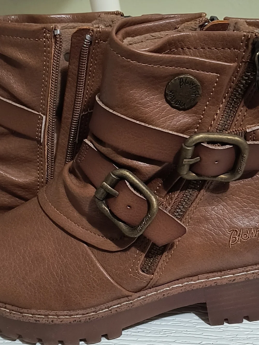 Brown Kids Ankle Boots with Buckle Strap